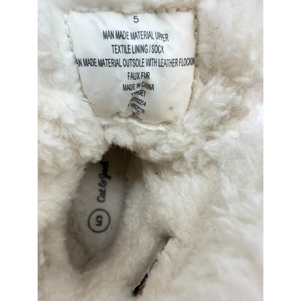 Cat & Jack Pink Grey Faux Fur Trim Winter Cute Snow Boots Toddler Girl's Size 5 - Picture 2 of 13